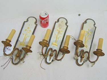 3 mirrored sconces