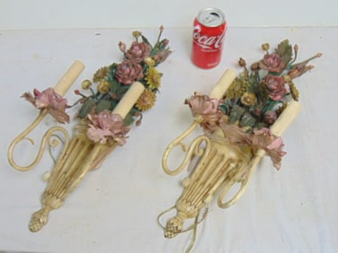 Pair of tole painted sconces