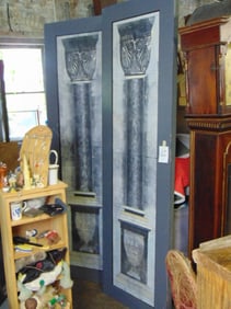 2 large decorative painted panels