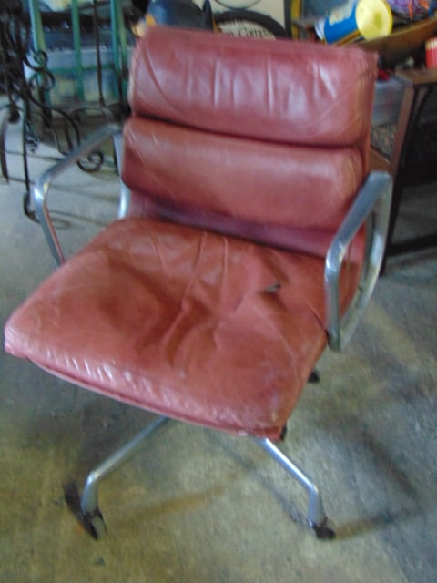 Mid Century office chair, upholstery as is (1 of 2)