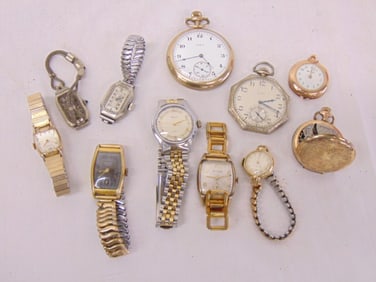 Lot of Vintage wristwatches and pocket watches gold filled, estate condition