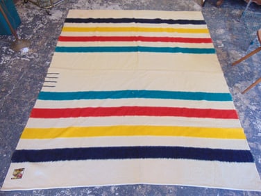 Vintage Trapper Point Blanket, 87.5" by 70".