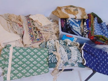 Large lot vintage textiles, fabric & ethnic clothes