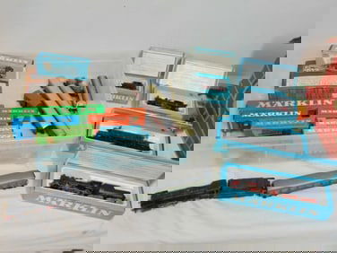 Vintage Marklin train lot in original boxes, 5 locomotives, track, coaches, wagons, etc. all in good
