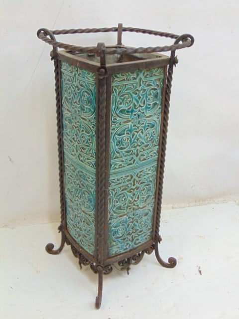 Tiled wrought iron umbrella stand,Victorian  stand is 13" by 13.25", height is 28" (1 of 4)