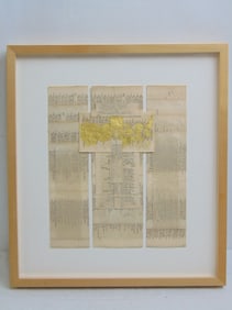 Mixed Media in Tryptic form, "Sacred Poem", Carole Kunstadt, 24K gold leaf, paper (pages from Parish
