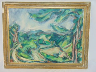 Painting, "Vermont Mountains", signed Andrew Vargish, oil on wood panel, panel is 24" by 32.25",