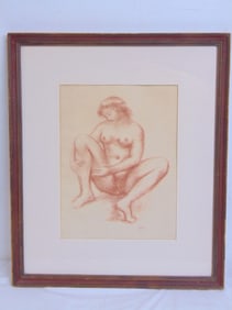 Lithograph, "Seated Nude", signed A. Maillol, label on reverse, 12" by 9" ( 19.5" by 16 3/8" framed)