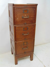 Old Yawman & Erbe Mfg. Co Rochester NY oak file unit, 3 stackable sections plus base & top, height