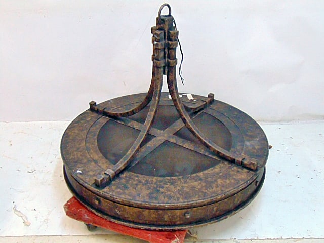 Large round Hammerton Studio Arts & Crafts fixture with mesh screen design, 36" diameter, height at (1 of 6)