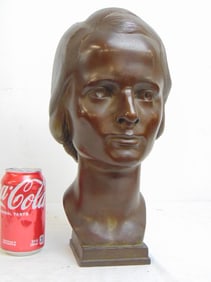 Bronze bust of a woman, signed Demetrios (George), 1932, Roman Bronze Works N.Y. 14.5" tall
