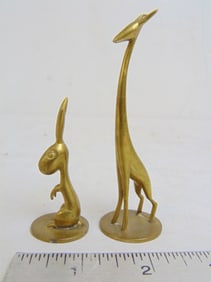 2 small Hagenauer Austrian bronzes, giraffe & bunny, giraffe is 3 7/8" tall.
