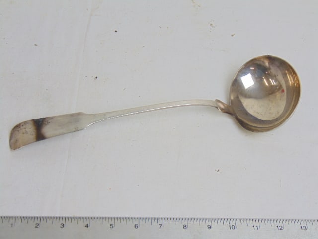 Coin silver ladle, J&I Cox, 5.9 troy, length is 13.5" (1 of 3)