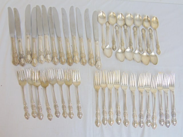 Set sterling silver flatware, "Southern Treasure", by Century, 13 spoons, 8 small forks, 12 dinner (1 of 6)