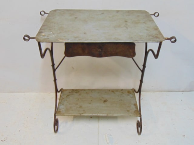 French Iron table/washstand with one draw, 29 1/4" height 24" wide (1 of 3)