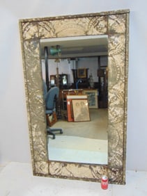 Large Mirror with zinc ceiling tile frame, decorative, 61 1/2" x 37"