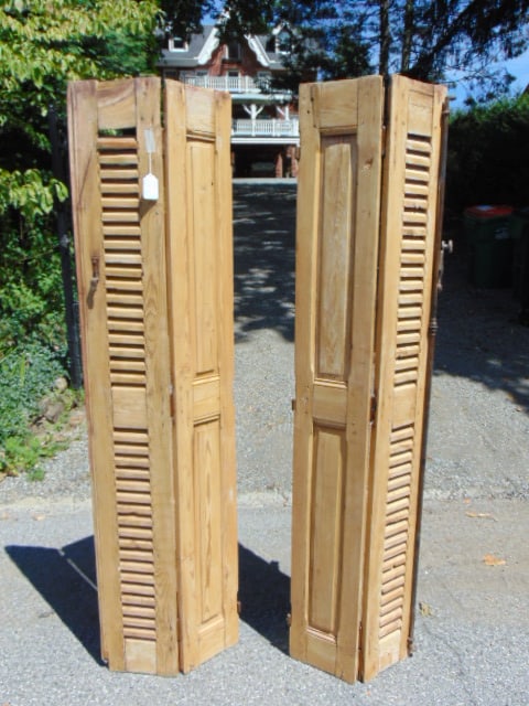 Pair of French shutters with hardware 74" tall each panel 10" wide: Pair of French shutters with hardware 74" tall each panel 10" wide