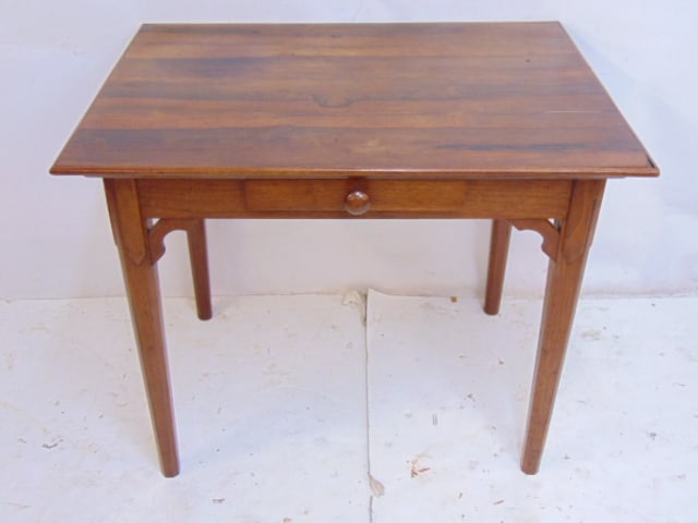 Rosewood single drawer table, late 19th Century, top is 33.75" by 24.5", height is 28.5" (1 of 4)