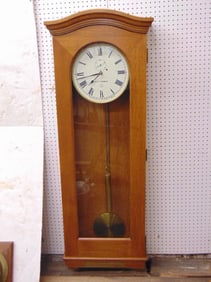Large oak Seth Thomas regulator 62.75" tall 22 1/2" wide 8 1/4" deep with single brass weight