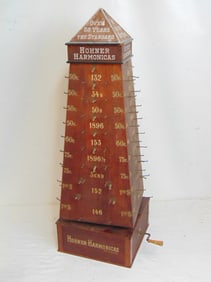 Rare Hohner Harmonicas rotating display stand, in original paint, in working condition, height is