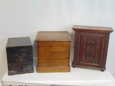 3 small cabinets to include Japanese; English, & German cabinet, good condition