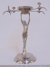 Art deco style absinthe fountain base, no reservoir, figural base with 4 spouts, height is 14",