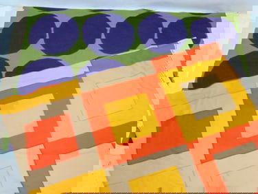 2 Finland fabric panels, Marimekko Oy Suomi Finland, 1967, Kerstin Ratia Design "Beeta", 55.5" by