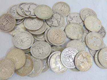 lot silver quarters, $11.25 face, dates range from 1930-1940