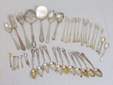 Lot misc. sterling silver flatware, serving pieces, 25.5 troy