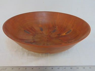 Large carved wood bowl, signed Kelly Dunn, Norfolk Pine, dated '98, diameter is 15 5/8", height is