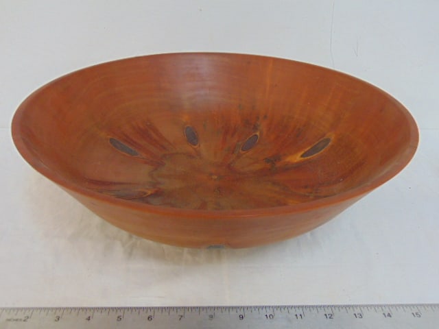 Large carved wood bowl, signed Kelly Dunn, Norfolk Pine, dated '98, diameter is 15 5/8", height is (1 of 5)