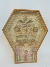 Collage with German & US newspaper articles, toy soldiers, ex Barry Cohen collection, shadowbox