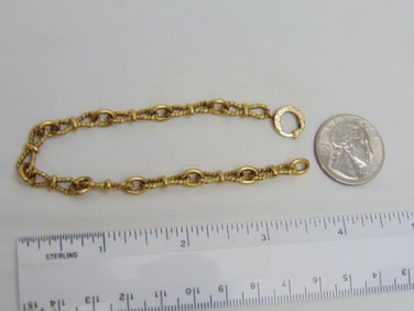Jewelry. 18kt Gold bracelet, 16.95 grams, 7 1/2" length, tested 18kt except for the round clasp that