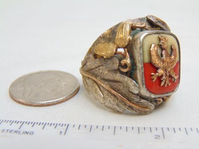 Jewelry. Men's Polish ring gold & silver signet ring 30 grams, size 11 (1 of 5)
