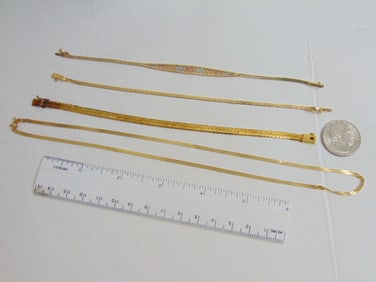 Jewelry. Gold lot. 18.60 grams, 3 bracelets, 1 necklace, yellow gold, Italy