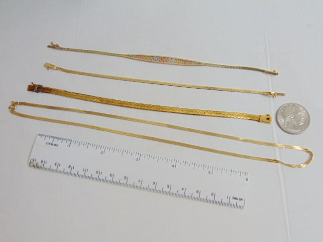 Jewelry. Gold lot. 18.60 grams, 3 bracelets, 1 necklace, yellow gold, Italy (1 of 4)