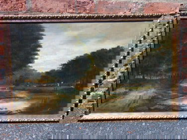 Painting, landscape, A.B. Shattuck (Aaron Draper), oil on canvas, some old restoration, minor flakin