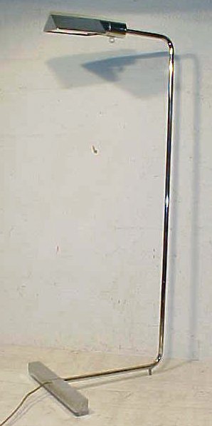 Chrome floorlamp by Cedric Hartman: Chrome floorlamp by Cedric Hartman, chrome has scratches, height is 35.75", this floorlamp came from the Manhattan penthouse, this lamp is not signed.