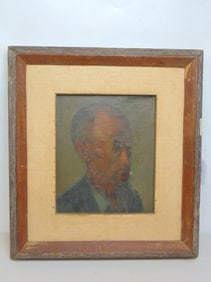 Painting, portrait of a man, Raphael Soyer, oil on canvas, framed size is 20.25" by 18.5", canvas