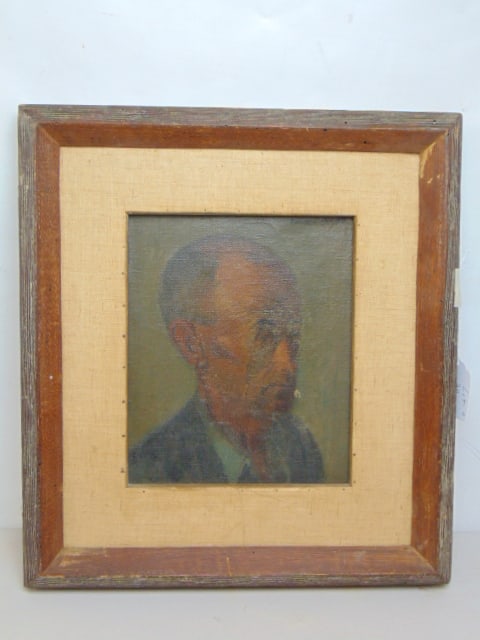 Painting, portrait of a man, Raphael Soyer, oil on canvas, framed size is 20.25" by 18.5", canvas (1 of 5)