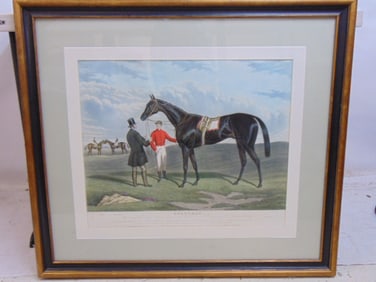 Large race horse print, "Beadsman", total size is 36" by 40"