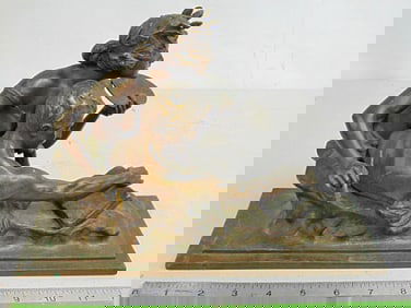 Bronze, painter & figure reading a book, signed Ruff, Austria, base is 11 7/8" by 4.75"
