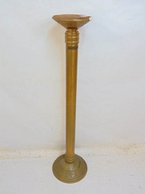 Brass stand, pedestal, "Gift of the F&M. Schaefer Brewing Company, height is 45.5" (1 of 4)