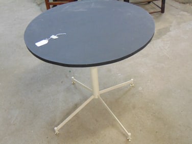 Parlor table, wood top, probably took marble, diameter is 30.5", height is 28.75"