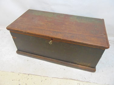 Small pine blanket chest, some old green paint, box is 34" by 17", height is 14.5"