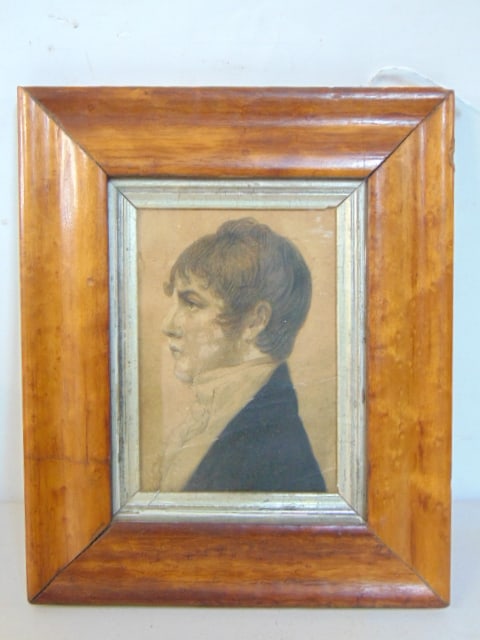 Small drawing of a young man in maple frame, 10 5/8" by 8.75" (1 of 4)