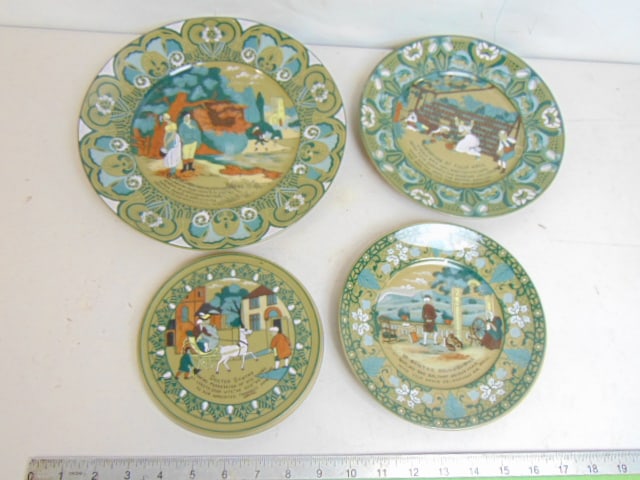 4 pieces of Buffalo Emerald Deldare ware, 3 plates & plateau, largest plate is 10" (1 of 4)