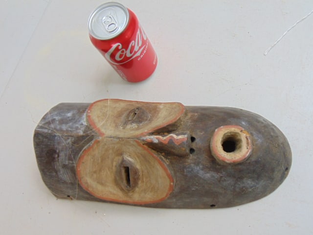 African mask, antique Bembe owl mask, Congo, 12.75" by 5 5/8" (1 of 3)