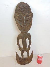 Large double sided African, tribal wood carving, 29".