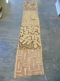 African fabric panel with canvas backing, 4 panels sewn together, 106" long, 21.5" wide